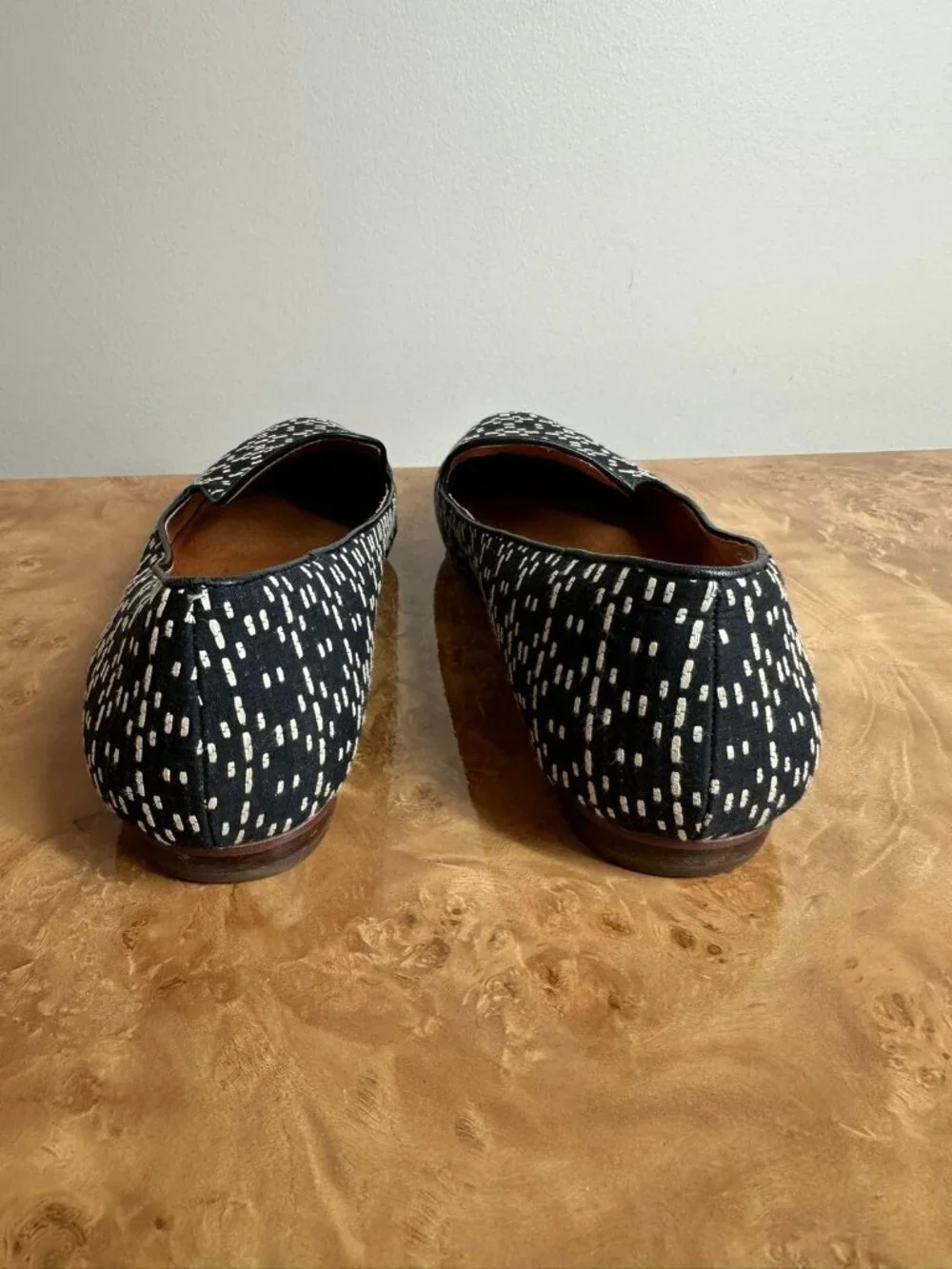 Madewell Black Linebreak Teddy Loafer Fabric Leather Lined Flat Shoes Size 9